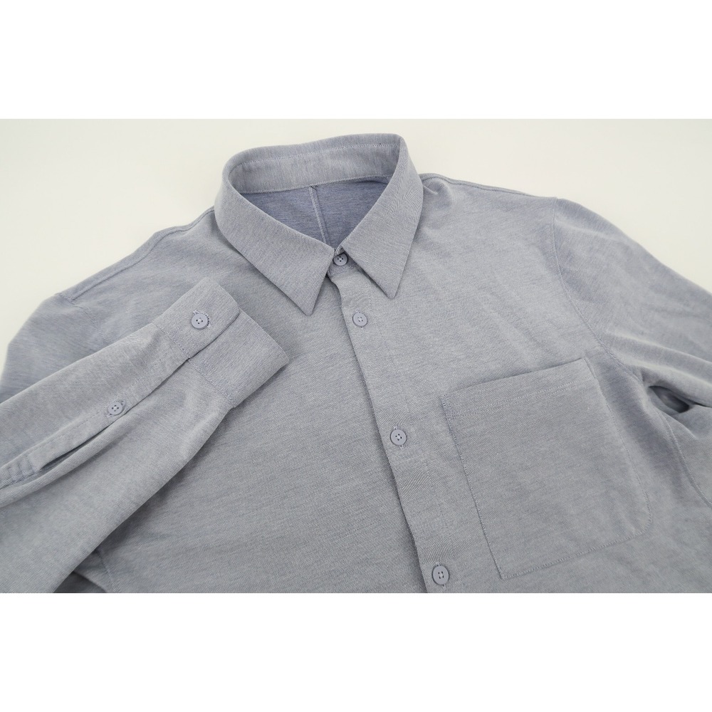 Lululemon Commission Long Sleeve Shirt Mens Large Blue Oxford‎ Button Up